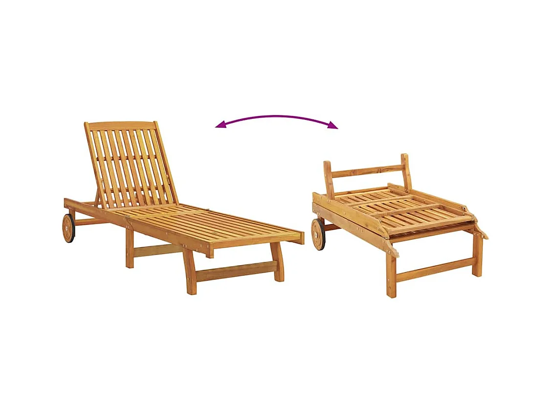 Chaise longue avec table bois massif d'acacia