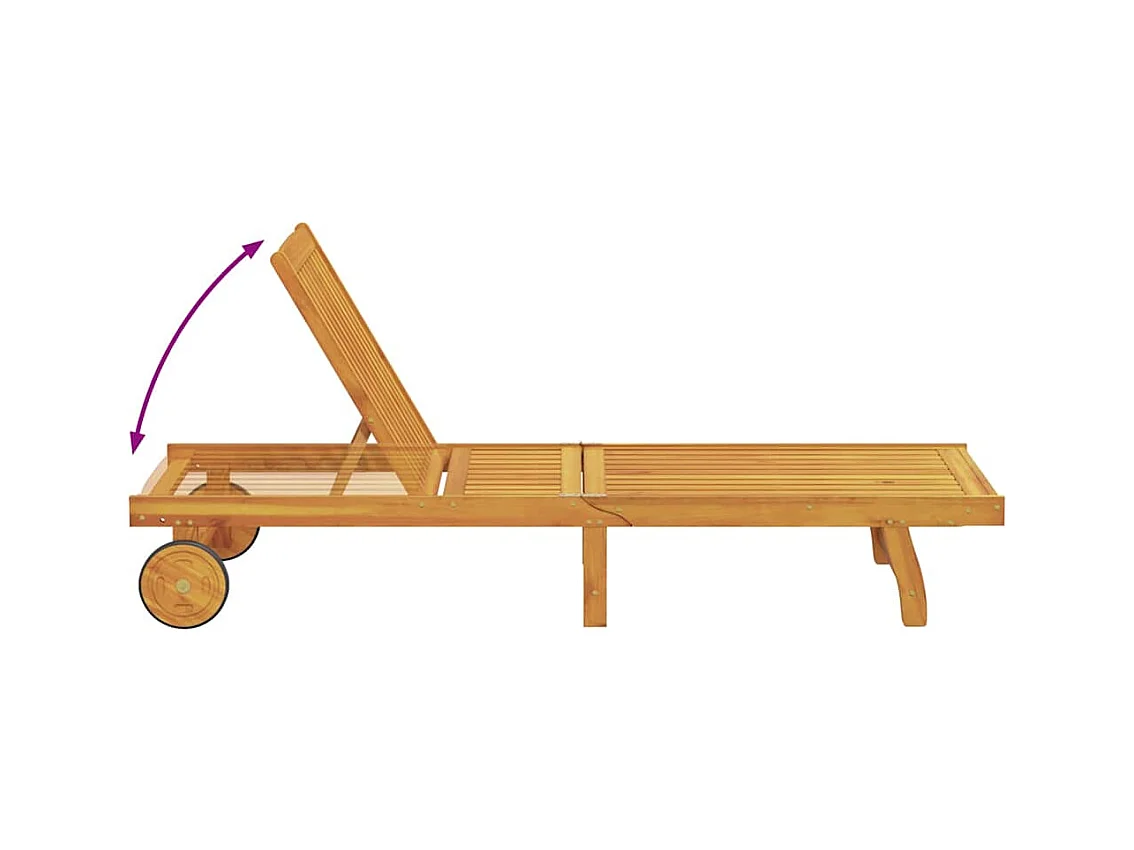 Chaise longue avec table bois massif d'acacia