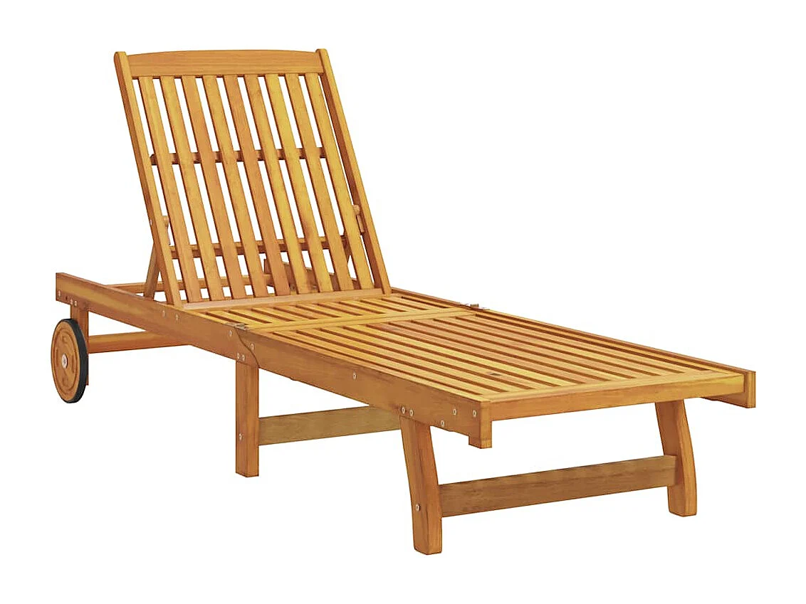 Chaise longue avec table bois massif d'acacia