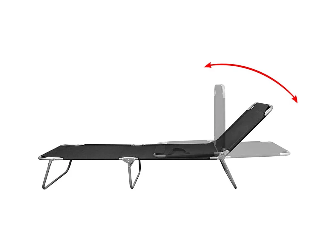 Opvouwbare loungestoel, zwart gepoedercoat staal