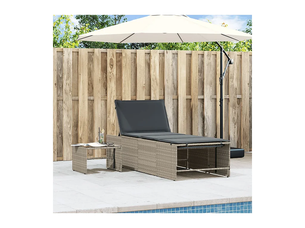 Sillones de 2 piezas con mesa en resina de mimbre gris claro