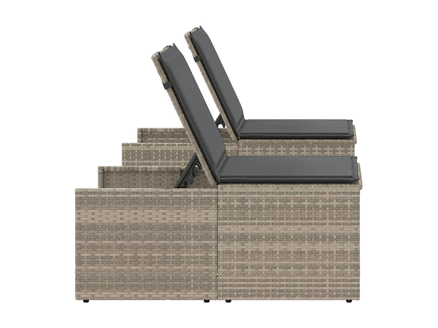 Sillones de 2 piezas con mesa en resina de mimbre gris claro