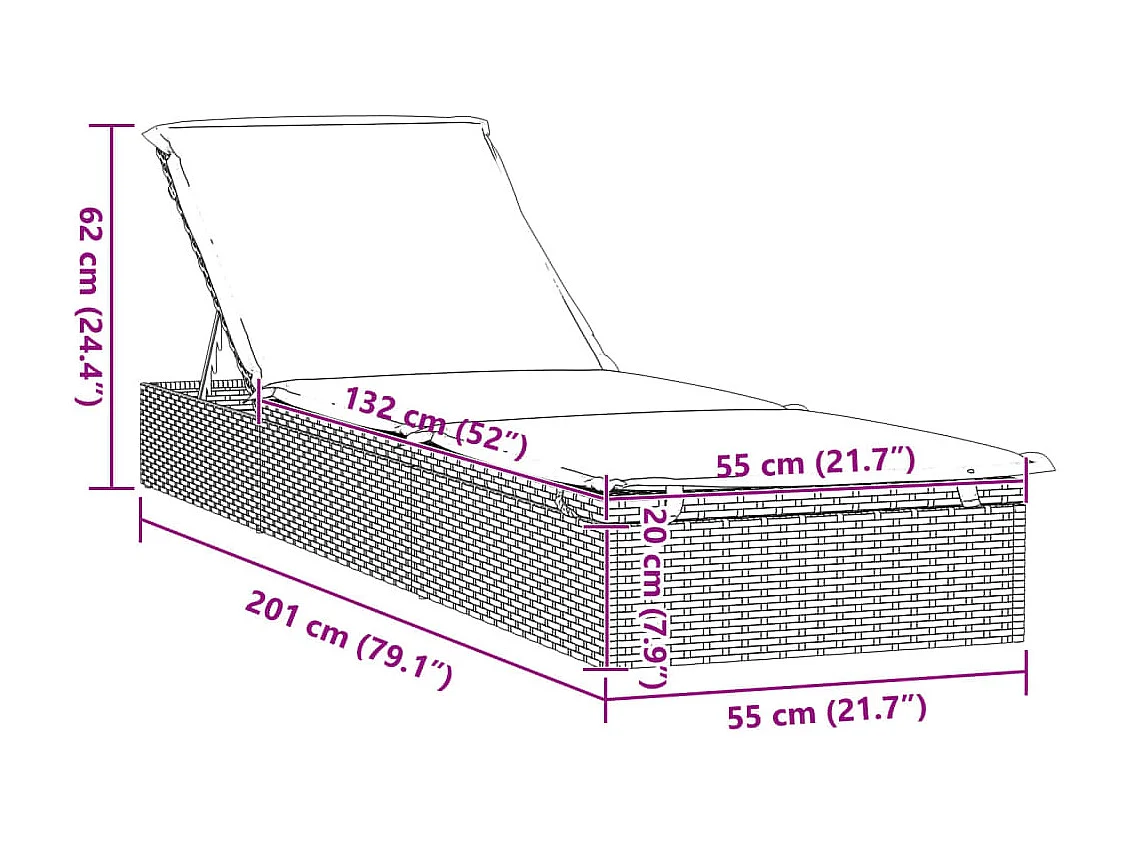Transat 1 pc avec table gris résine tressée