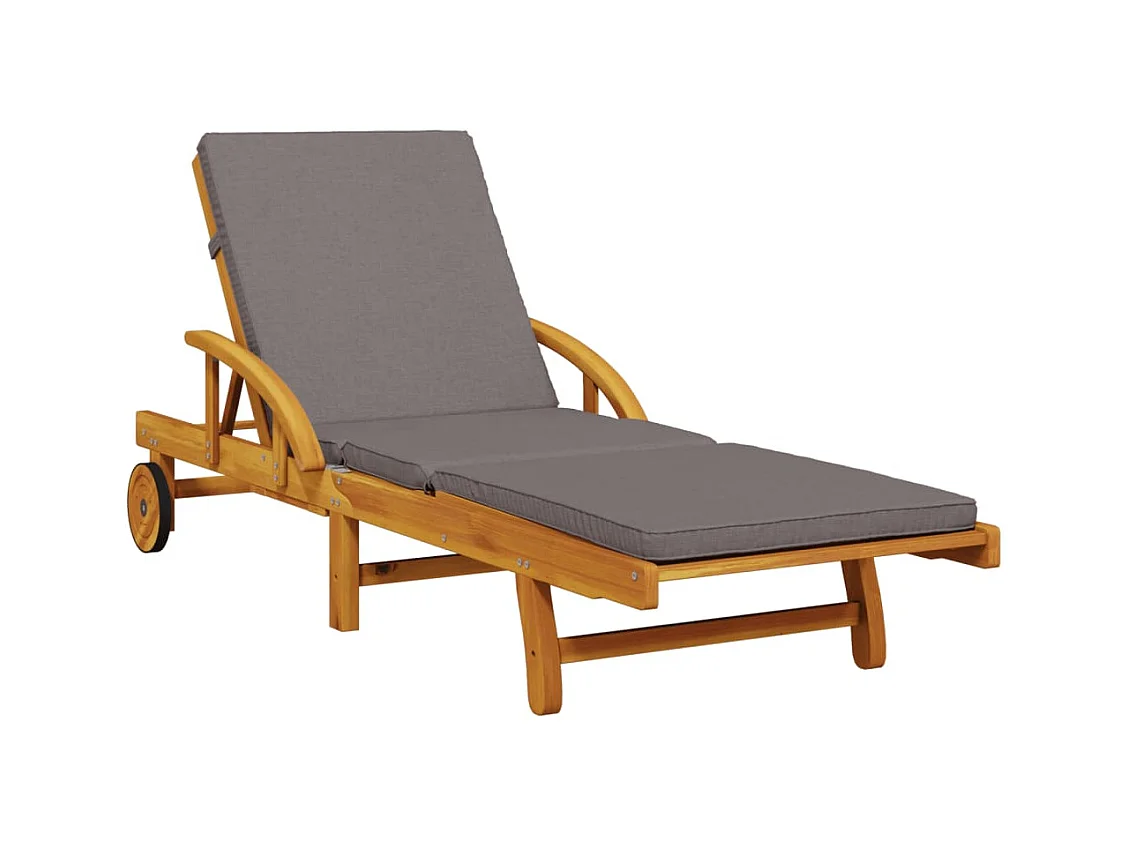 Chaise longue con cojín y mesa en madera maciza de acacia