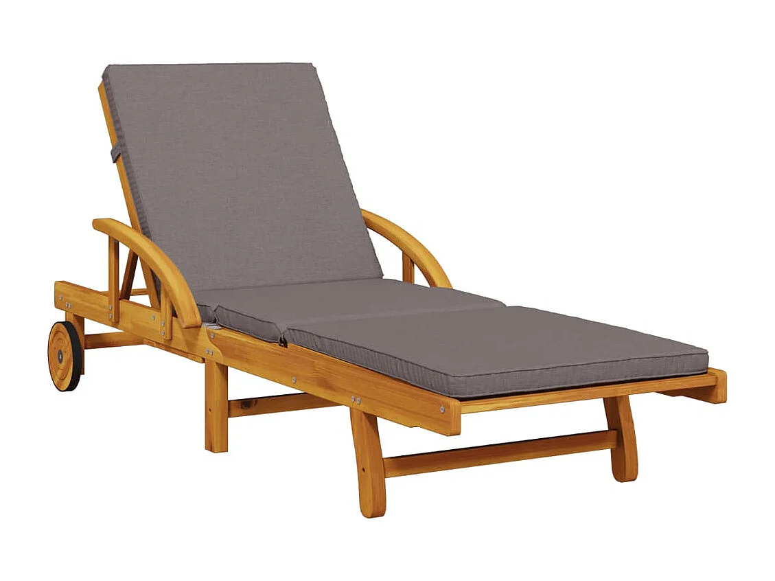 Chaise longue con cojín y mesa en madera maciza de acacia
