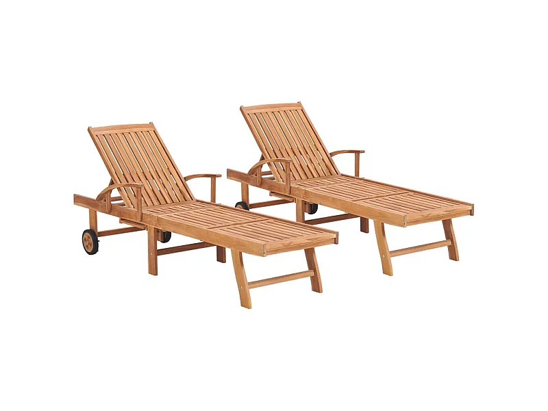 Chaises longues lot de 2 Bois de teck solide