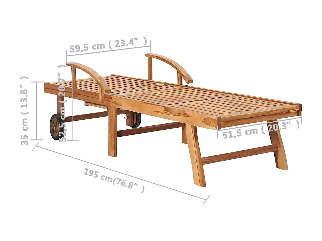 Set di 2 sedie a sdraio in legno massello di teak