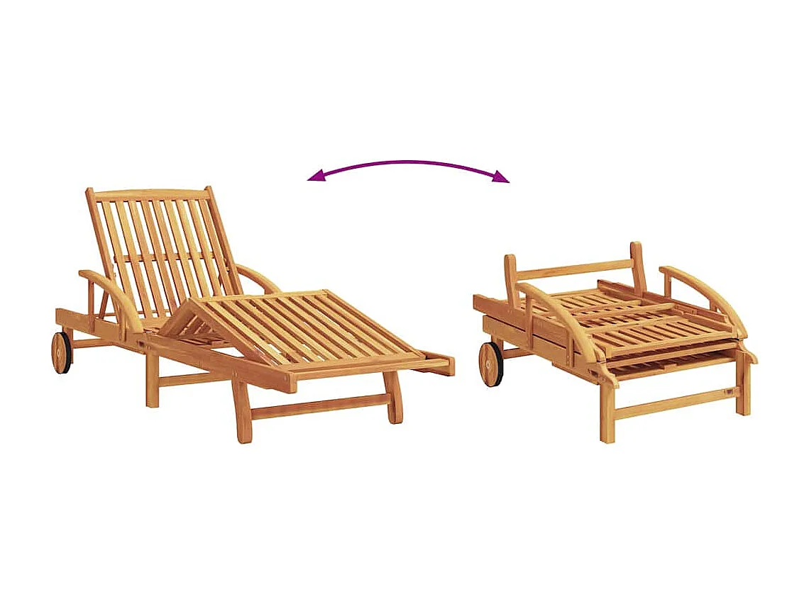 Transat 2 pcs Rouge 200 x 67 x 84cm Bois d'acacia massif