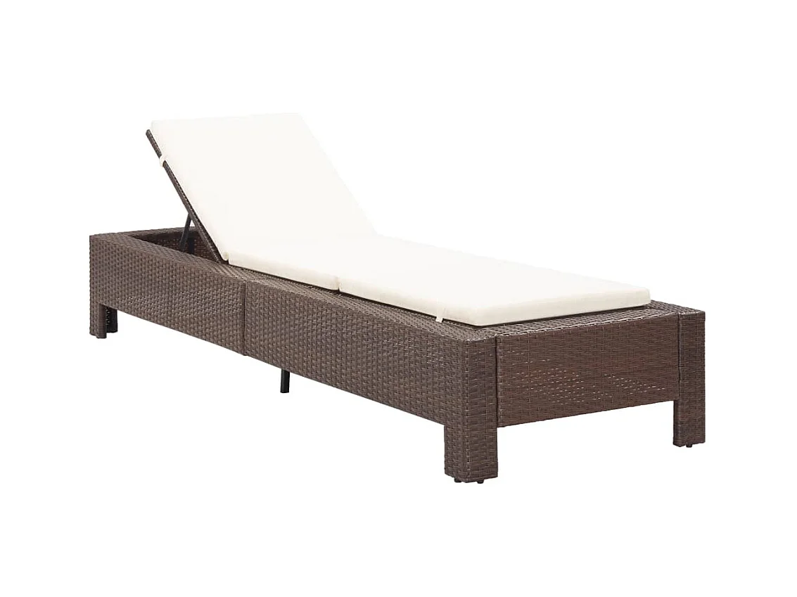 Sedia a sdraio con cuscino marrone in resina intrecciata