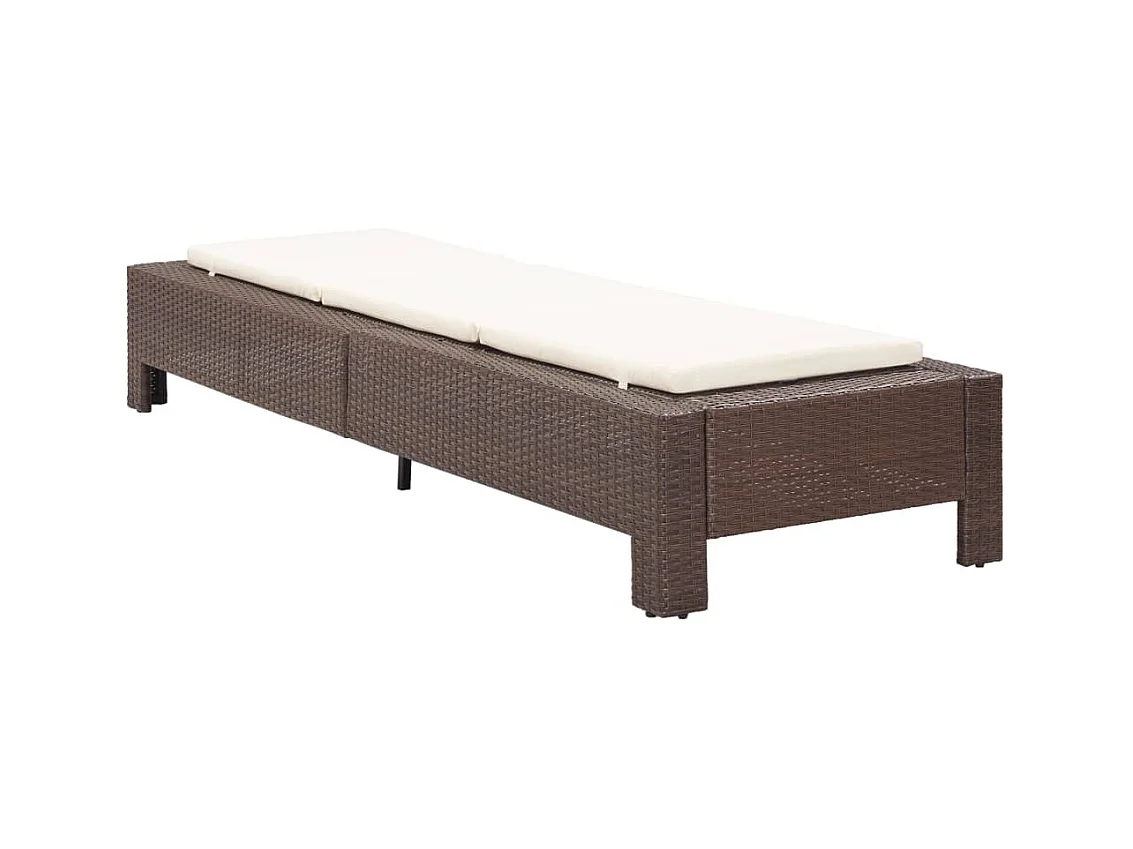 Sedia a sdraio con cuscino marrone in resina intrecciata