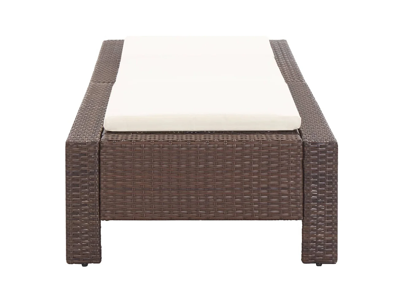 Sedia a sdraio con cuscino marrone in resina intrecciata