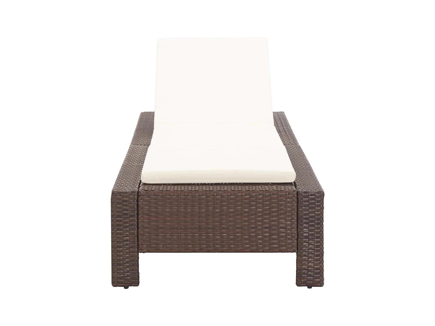 Sedia a sdraio con cuscino marrone in resina intrecciata