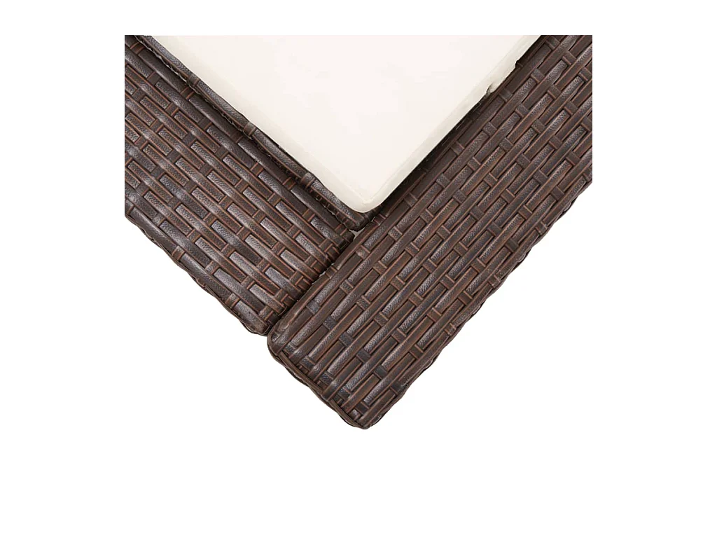 Sedia a sdraio con cuscino marrone in resina intrecciata