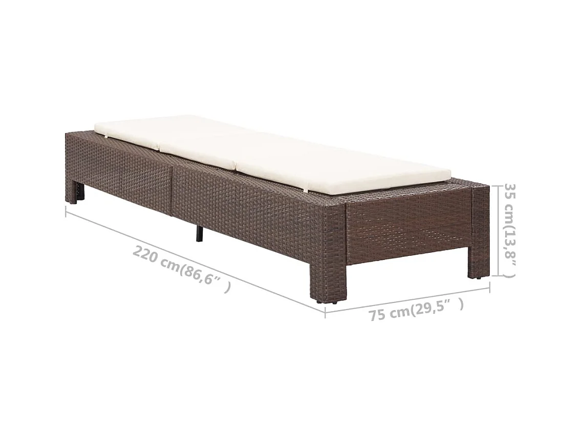 Sedia a sdraio con cuscino marrone in resina intrecciata