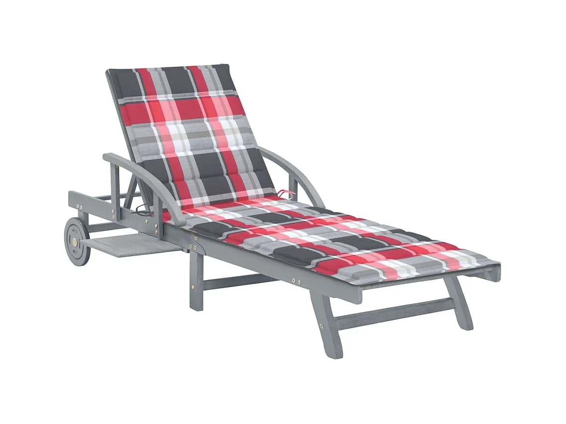 Chaise longue de jardin avec coussin Bois d'acacia solide