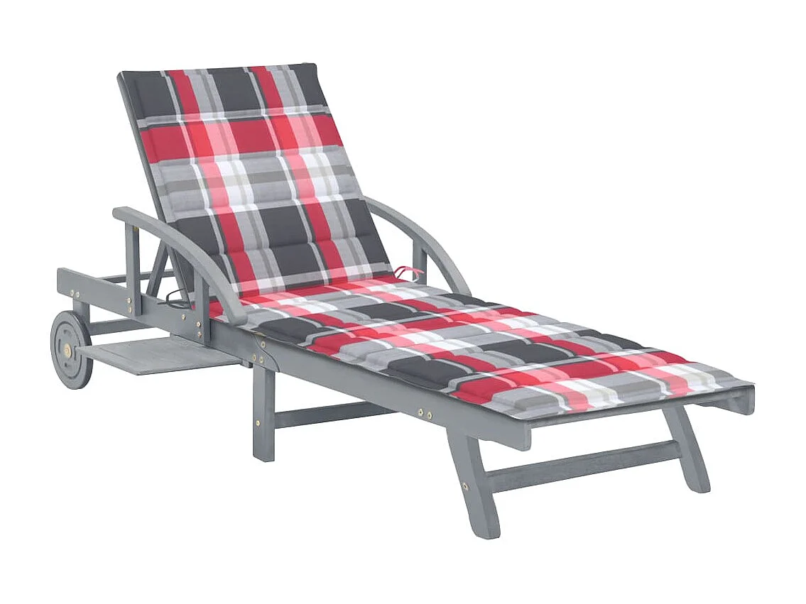 Chaise longue de jardin avec coussin Bois d'acacia solide