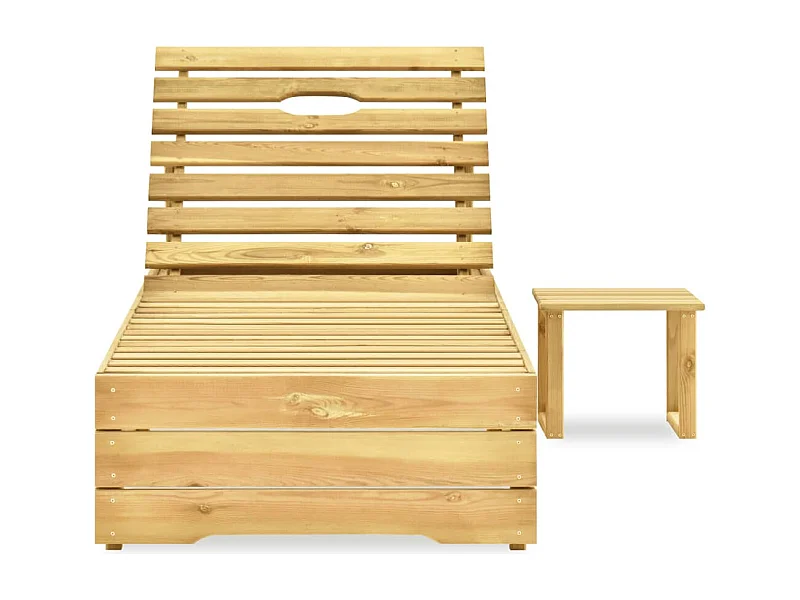 Chaise longue avec table Bois de pin imprégné de vert