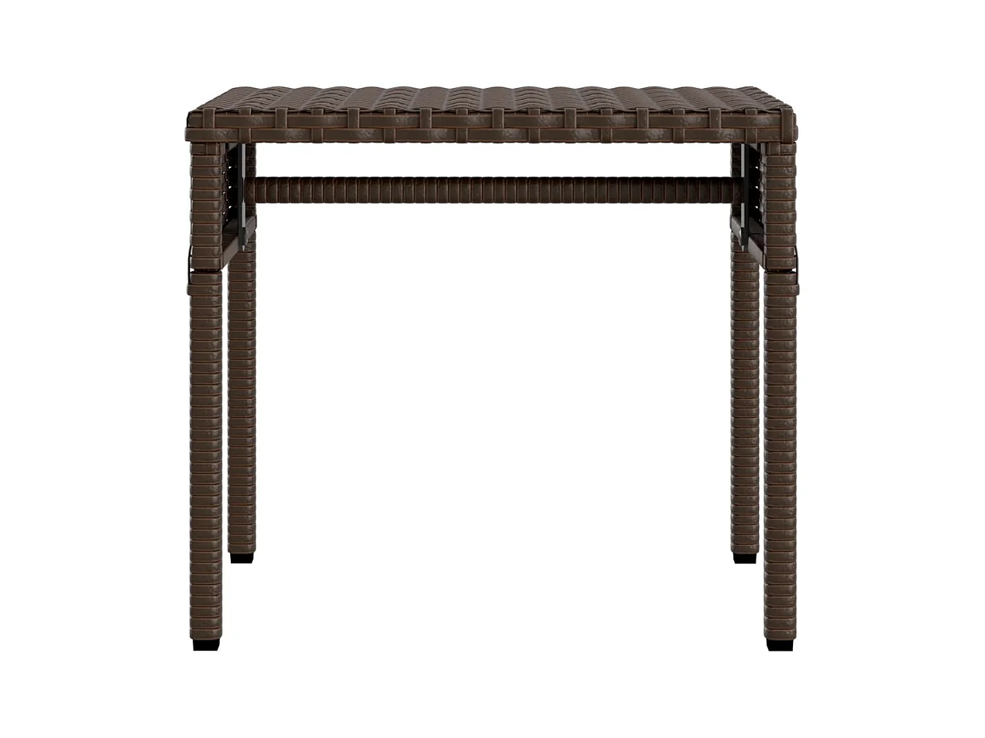 Ligstoel met zonnescherm en tafel in bruin gevlochten hars