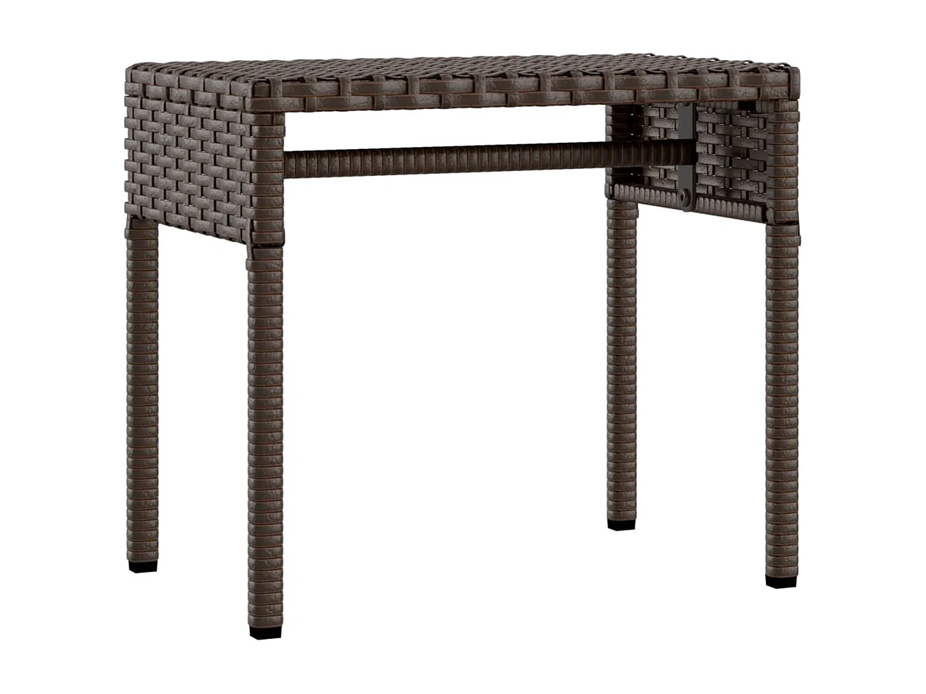 Chaise longue con tenda da sole e tavolo in resina intrecciata marrone