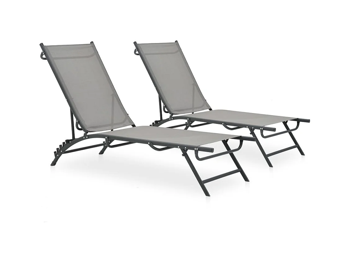 Set van 2 ligbedden in textiel en staal