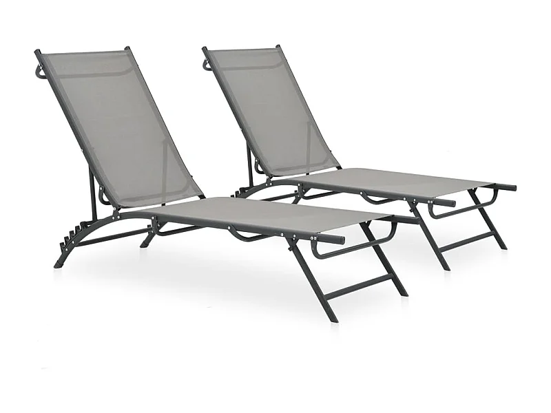 Chaises longues lot de 2 Textilène et acier