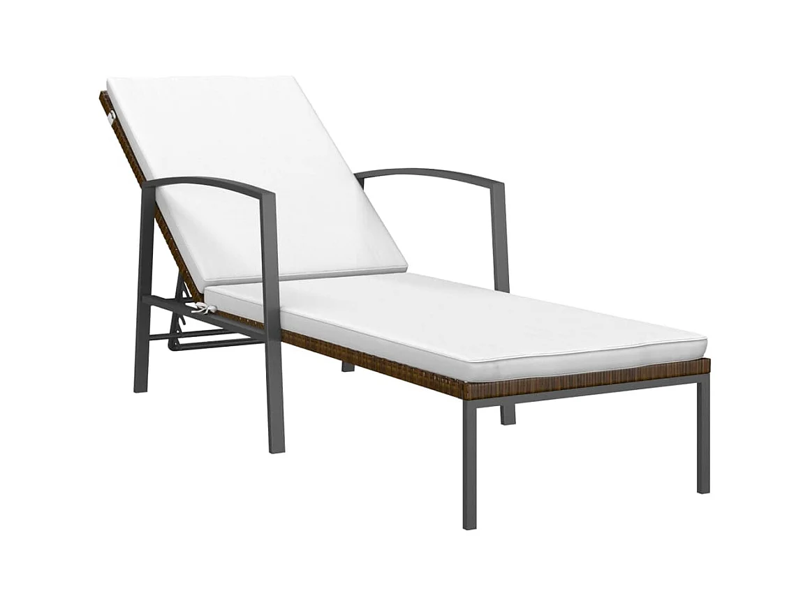 Set van 2 ligstoelen met tafel in bruin gevlochten hars