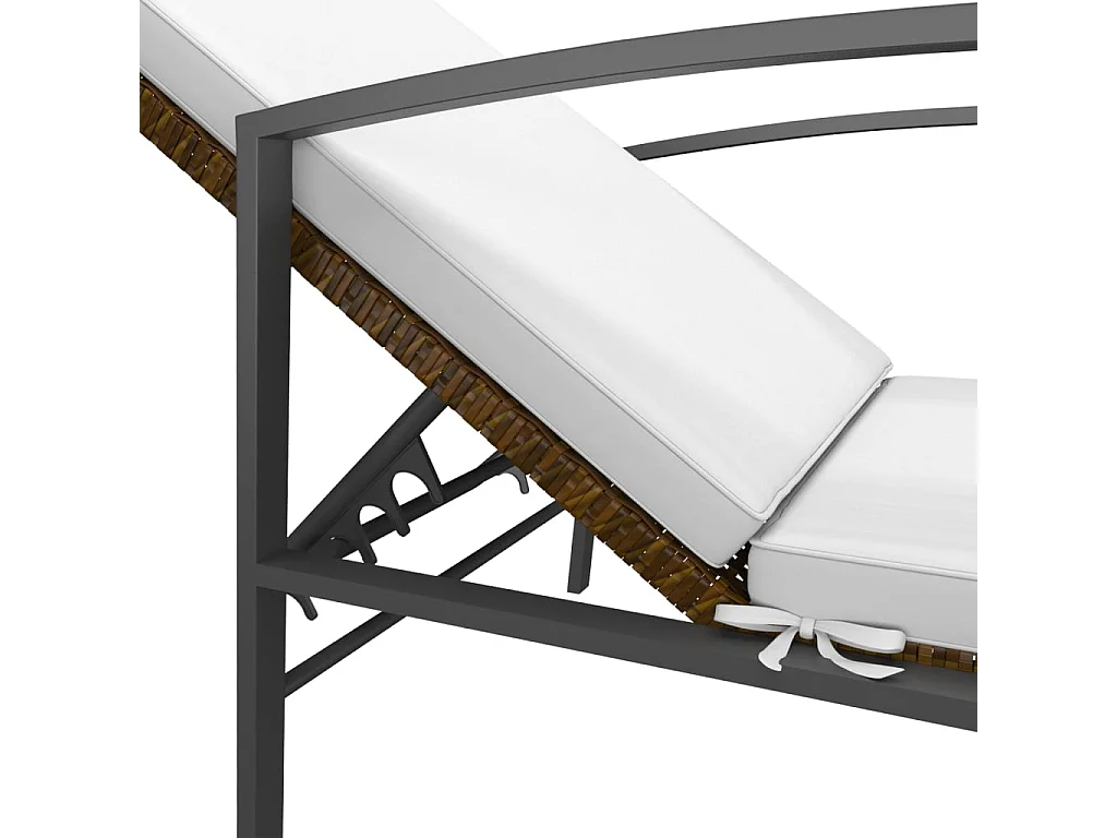 Chaises longues lot de 2 avec table résine tressée marron