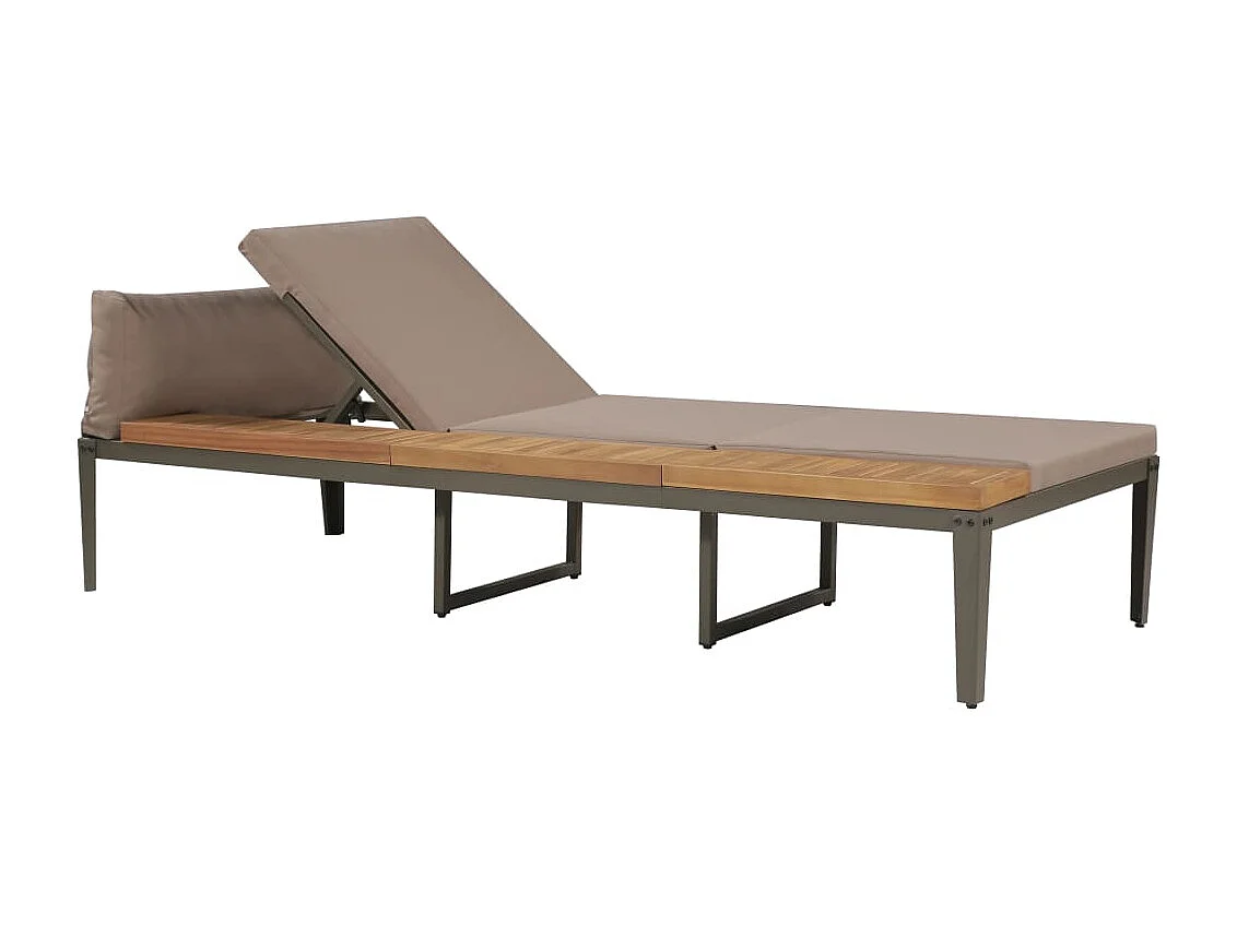 Chaise longue con cuscini Legno massello di acacia Marrone