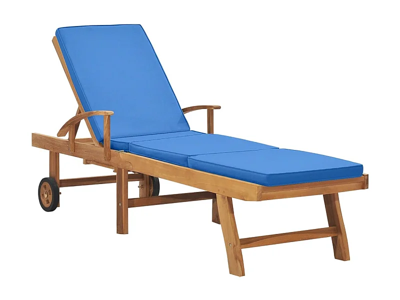 Poltrona con cuscino in legno massello di teak blu