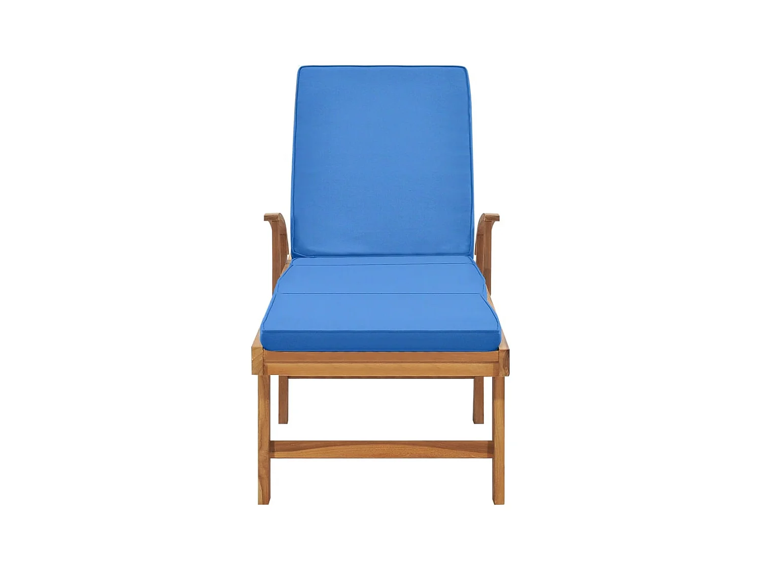 Chaise longue avec coussin Bois de teck solide Bleu