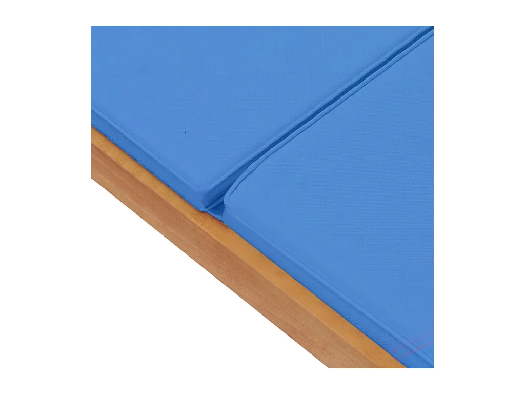 Chaise longue avec coussin Bois de teck solide Bleu