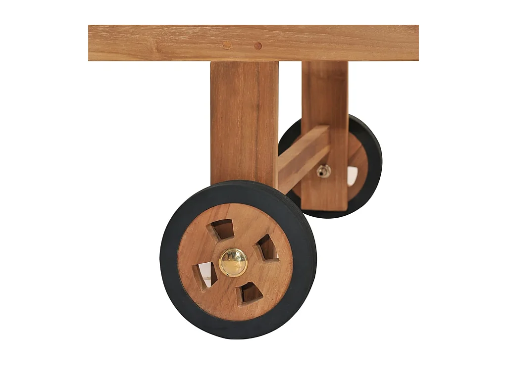 Chaise longue avec coussin Bois de teck solide Bleu