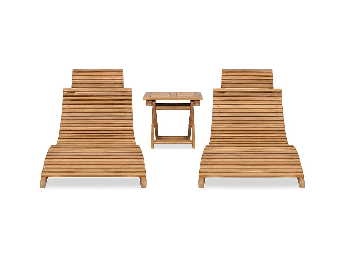 Salon de jardin pliable 3 pcs Bois de teck solide