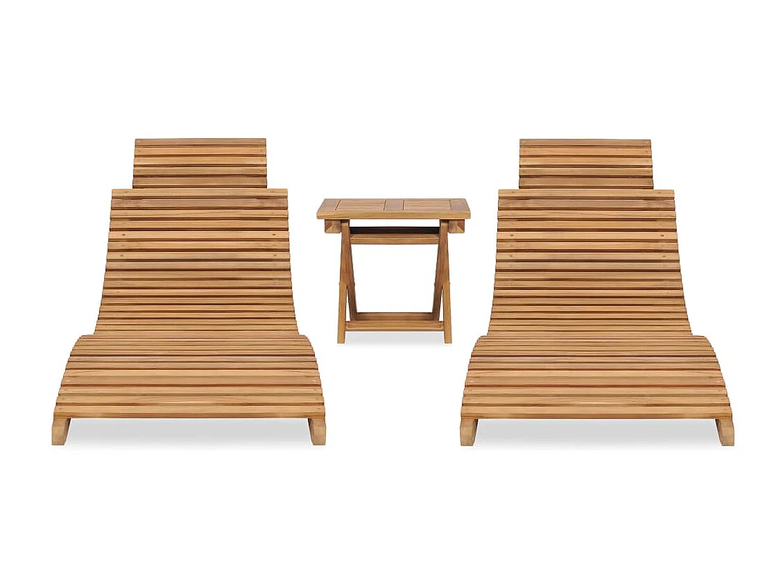 Salon de jardin pliable 3 pcs Bois de teck solide