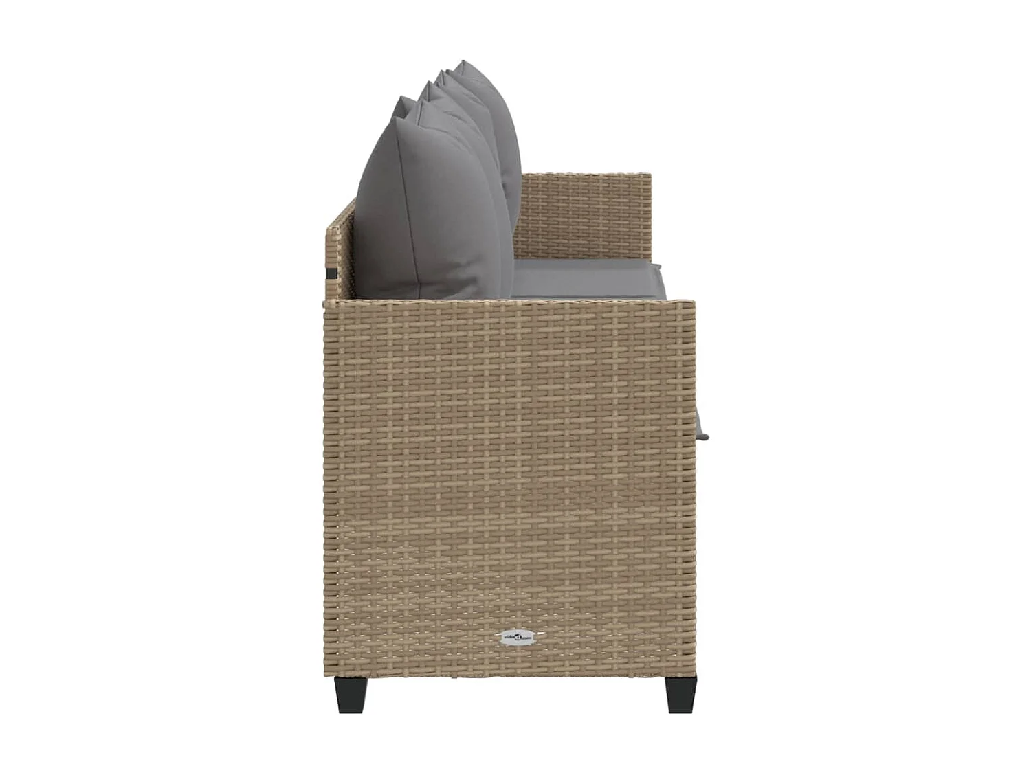 Chaise longue con cojines de mimbre de resina beige