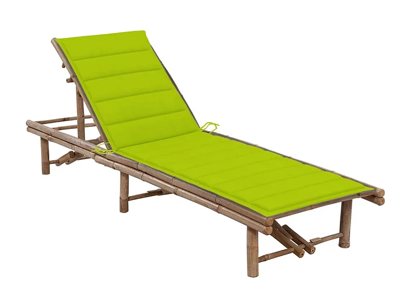 Chaise longue de jardin avec coussin Bambou