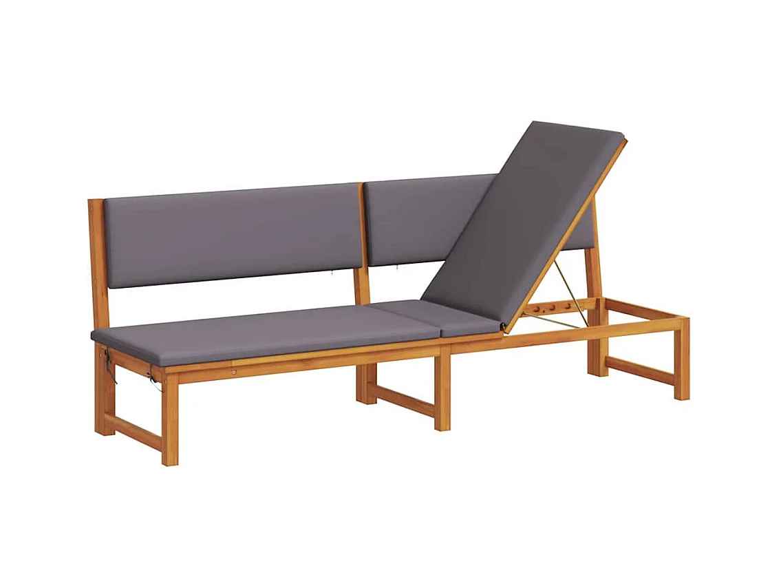 Transat 1-personne Marron 200 x 57 x 75cm Bois d'acacia massif