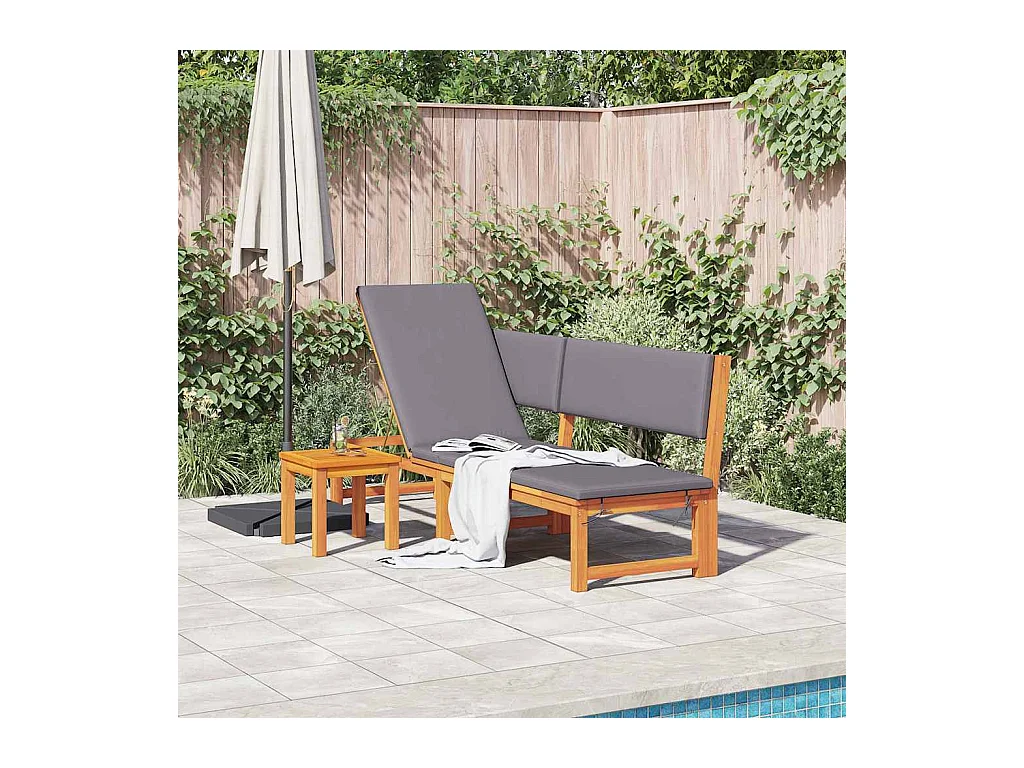 Transat 1-personne Marron 200 x 57 x 75cm Bois d'acacia massif