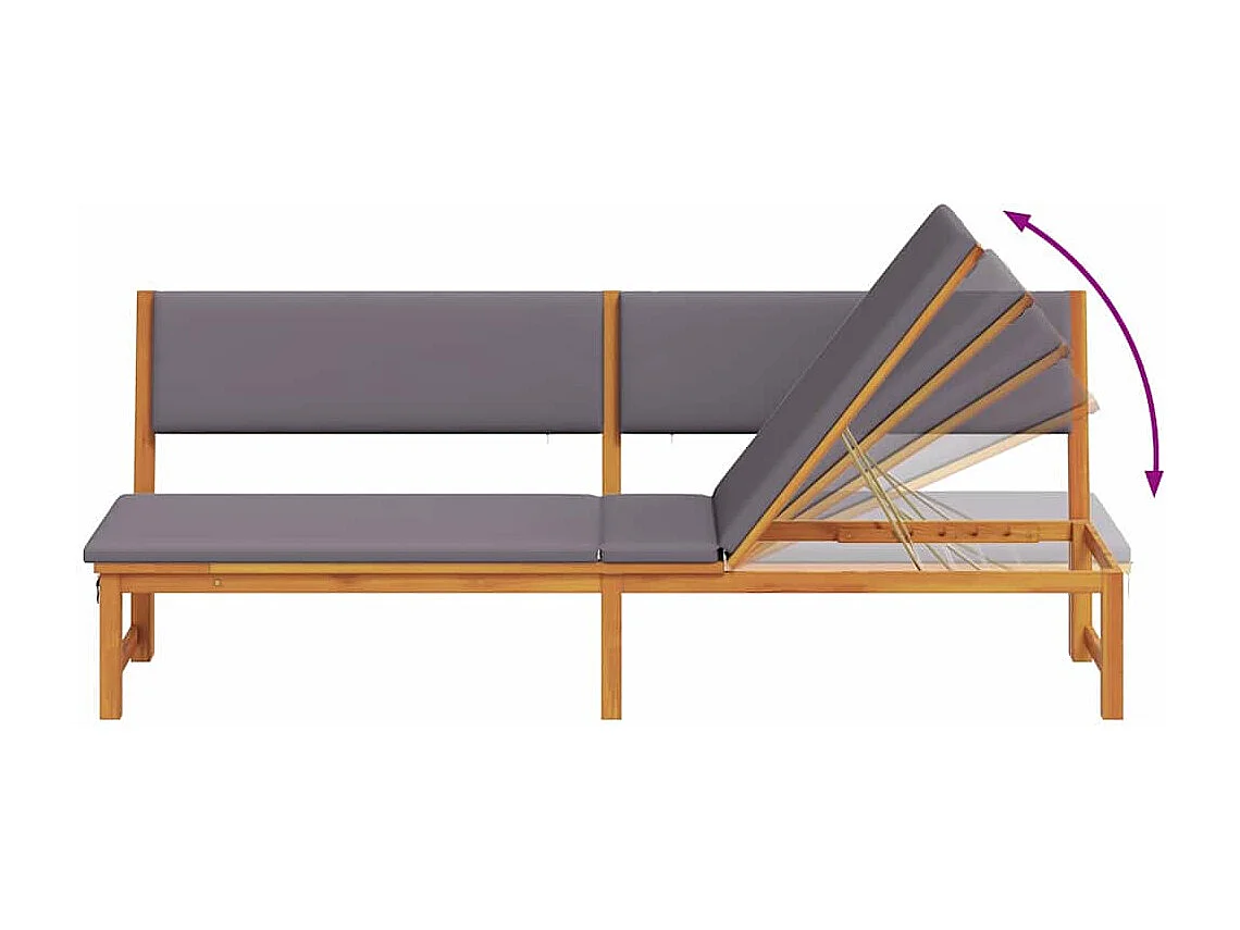 Transat 1-personne Marron 200 x 57 x 75cm Bois d'acacia massif