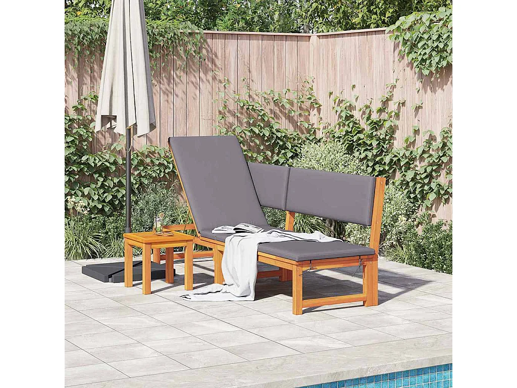 Transat 1-personne Marron 200 x 57 x 75cm Bois d'acacia massif