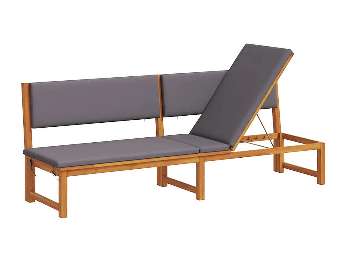 Transat 1-personne Marron 200 x 57 x 75cm Bois d'acacia massif