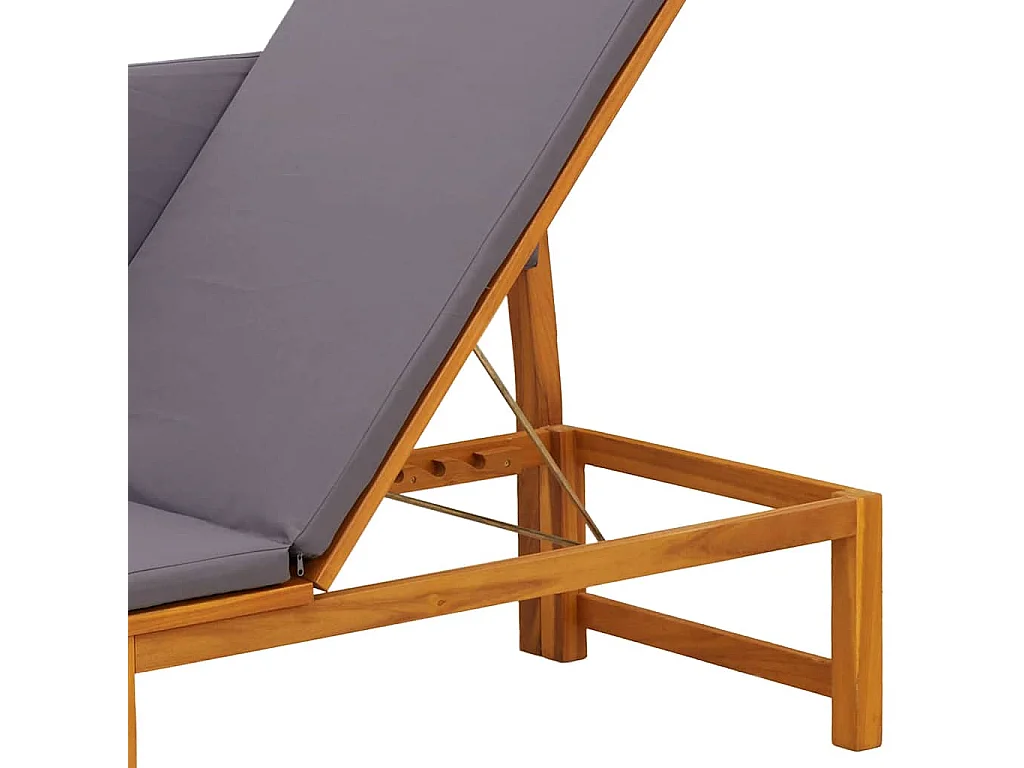 Transat 1-personne Marron 200 x 57 x 75cm Bois d'acacia massif