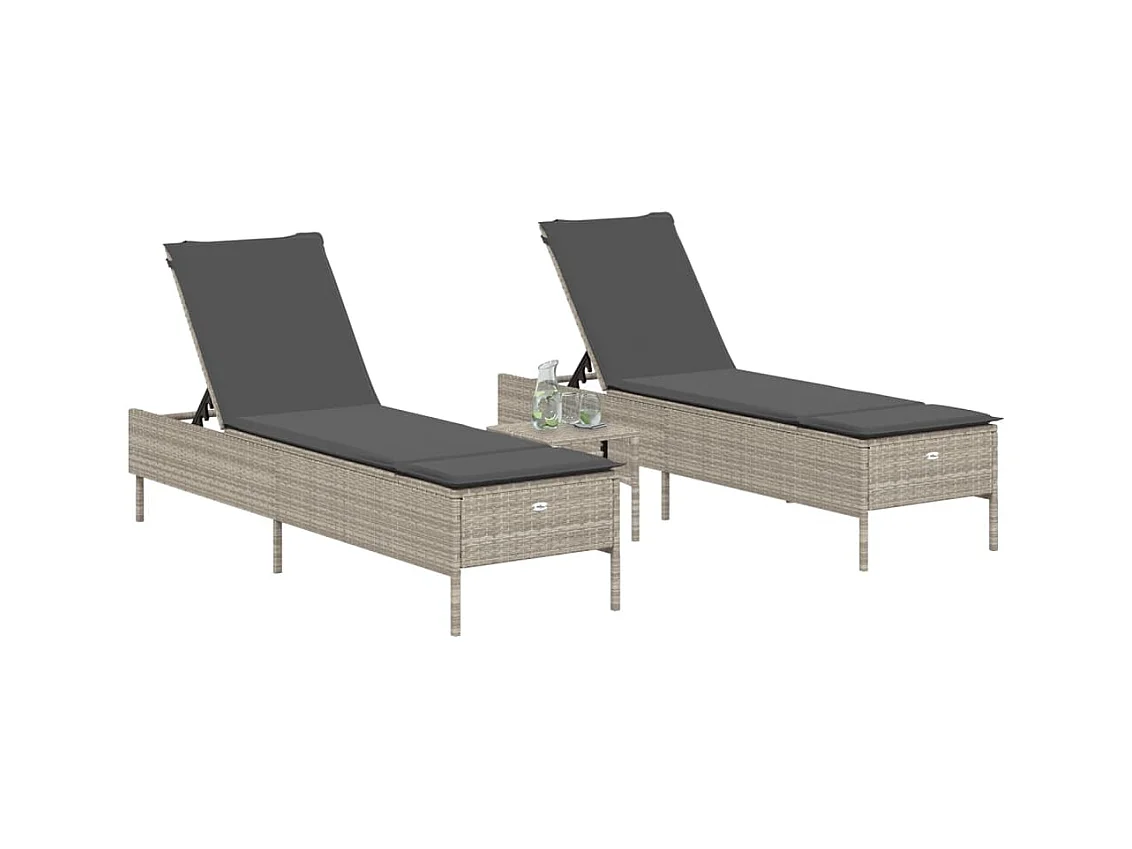 Sillones con cojines, juego de 2, gris, resina tejida