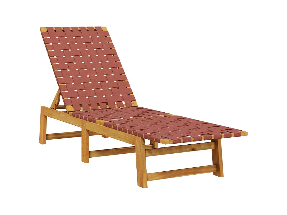 Chaises longues lot de 2 rouge bois d'acacia solide et tissu