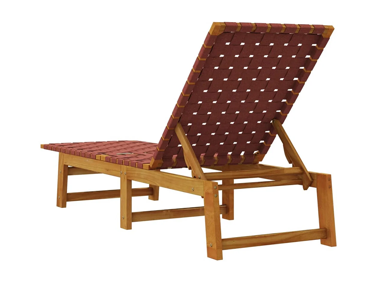 Chaises longues lot de 2 rouge bois d'acacia solide et tissu