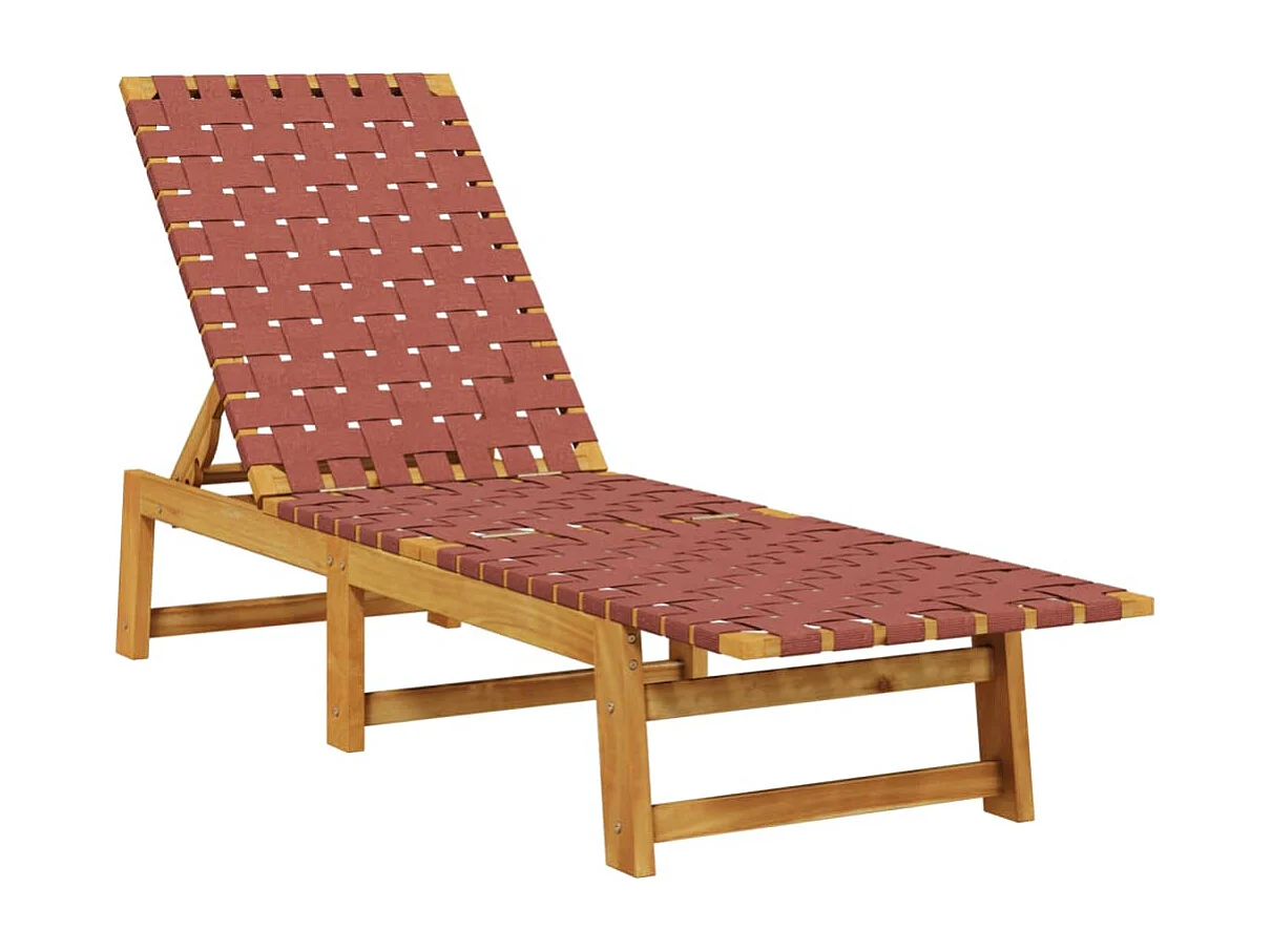 Chaises longues lot de 2 rouge bois d'acacia solide et tissu