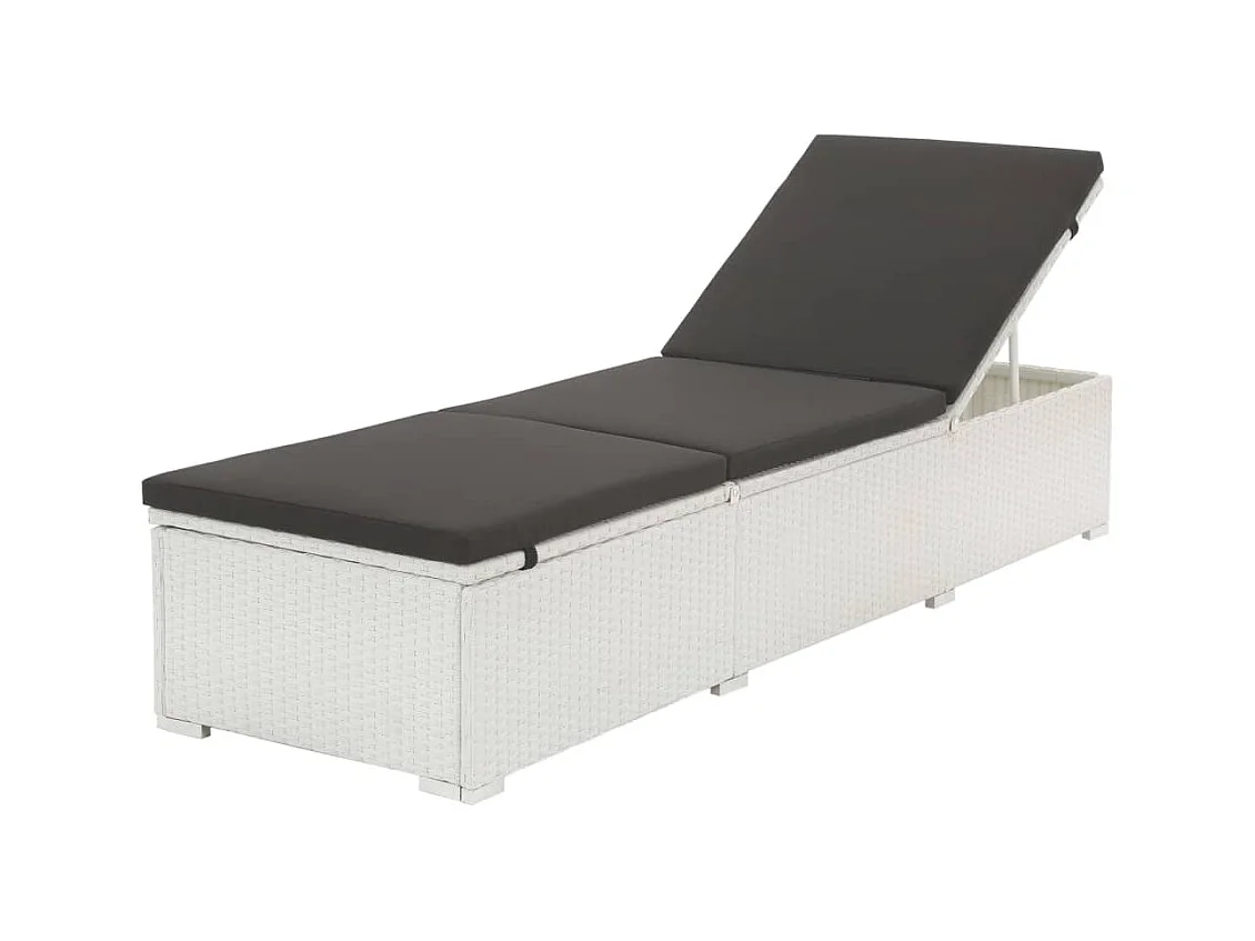 Chaise longue con cuscino Resina intrecciata bianca