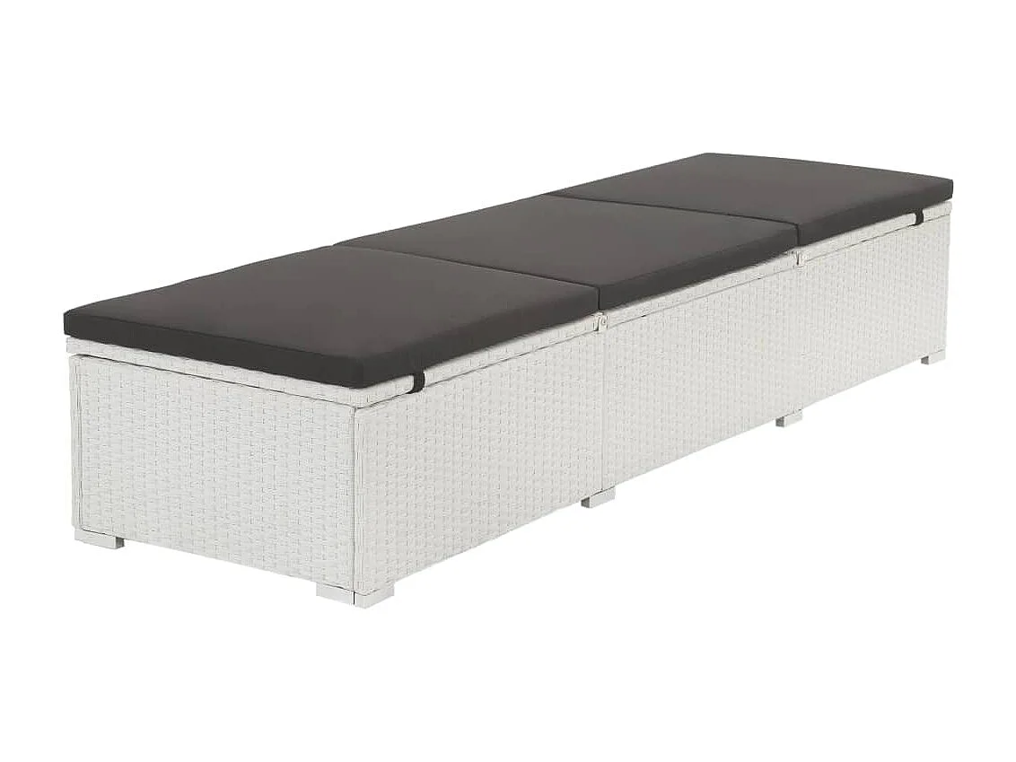 Chaiselongue mit Kissen, gewebtes Harz in Weiß