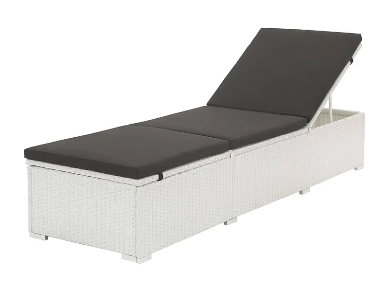 Chaise longue avec coussin Résine tressée Blanc