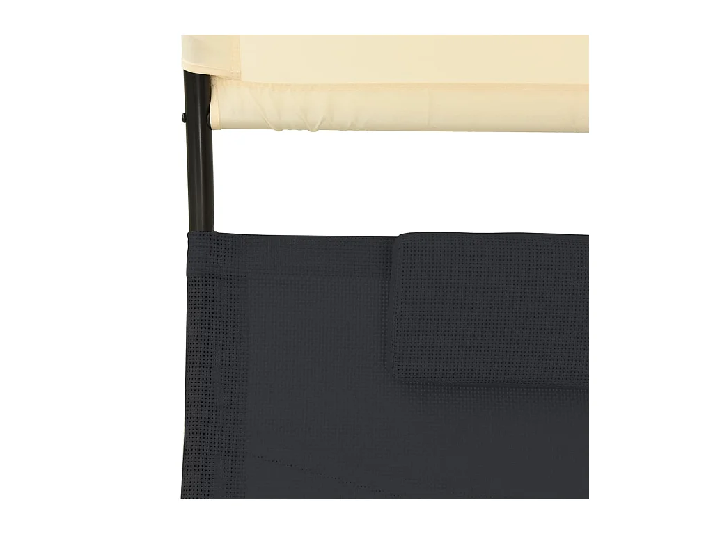 Dubbele chaise longue met zwarte en crèmekleurige textileen kap